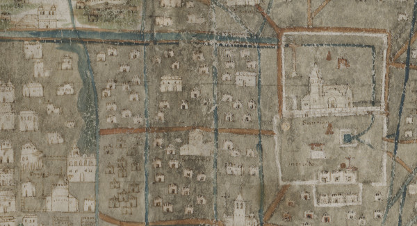Detail of Tenochtitlan City, 1550 Uppsala Map
