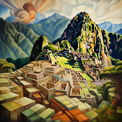 What Diego Rivera might have drawn from Machu Picchu. Image Credit: MidJourney and K. Kris Hirst