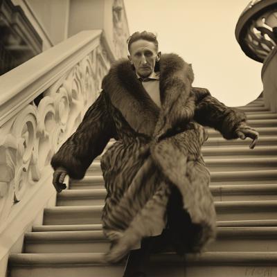 Marcel Duchamp Descending the Spanish Steps. Image Credit: MidJourney and K. Kris Hirst