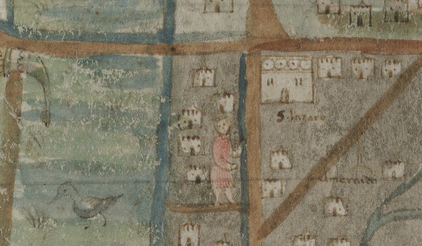 Mapmaker Detail of Tenochtitlan City, 1550 Uppsala Map