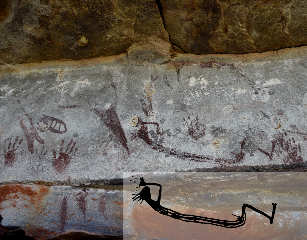 9,000 year old painting of a human figure