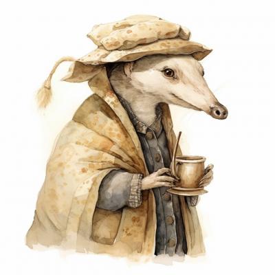 What Beatrix Potter might have done with an anteater. Image Credit: MidJourney and K. Kris Hirst