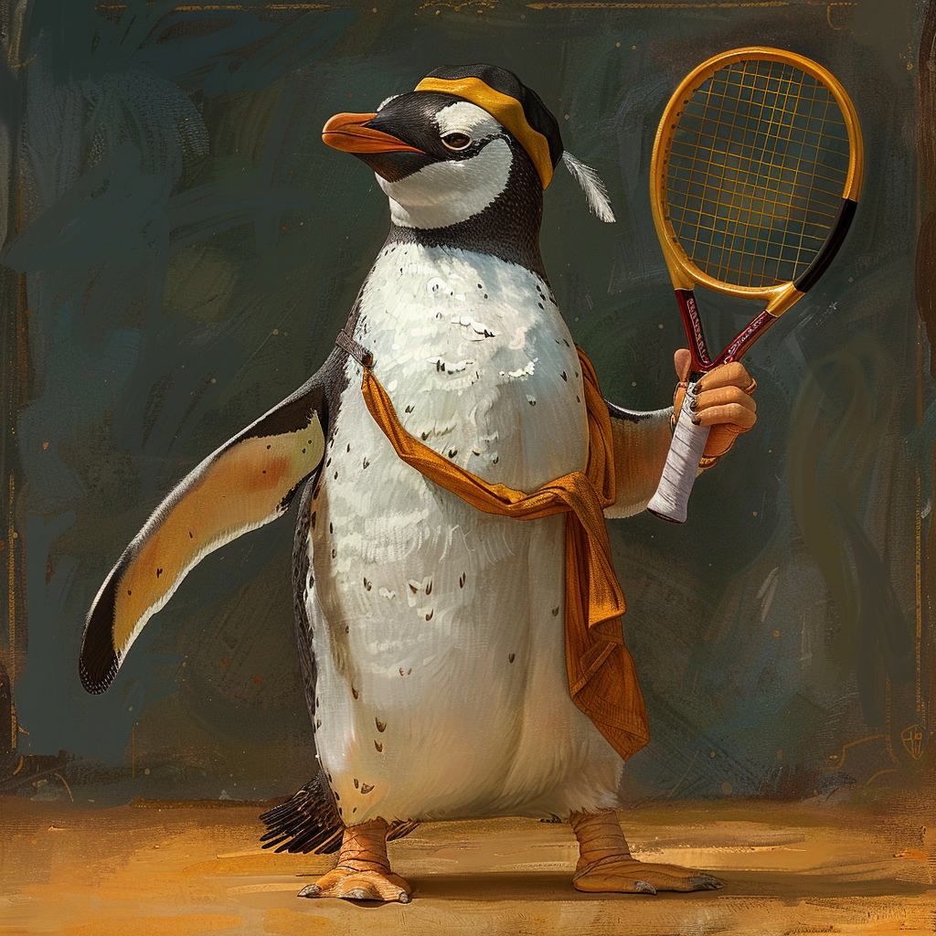 Now, it's not likely that penguins play tennis. And it's true that tennis wasn't a sport at the ancient Greek Olympics. Fortunately for us, however, we can imagine ourselves into thinking about our favorite penguin playing tennis in the 7th century BCE Olympics. Happy Birthday, Dan Roger! Image Credit: MidJourney and K. Kris Hirst